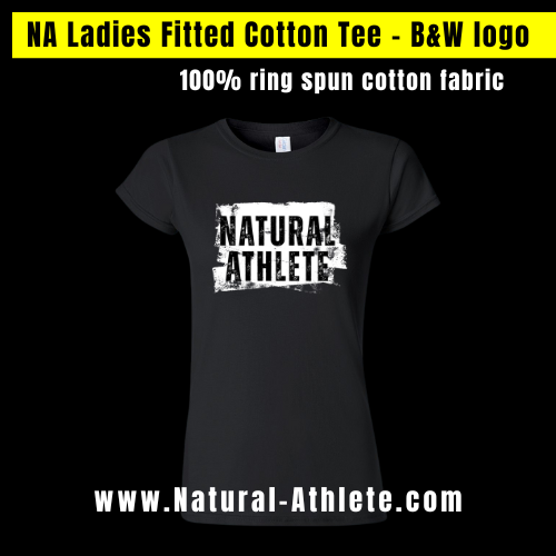 NATURAL ATHLETE Ladies Fitted Cotton Tee - B&W logo