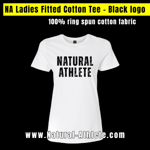 NATURAL ATHLETE Ladies Fitted Cotton Tee - Black logo