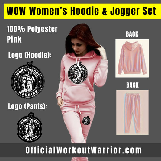WORKOUT WARRIOR Women’s Hoodie & Jogger Set - PINK