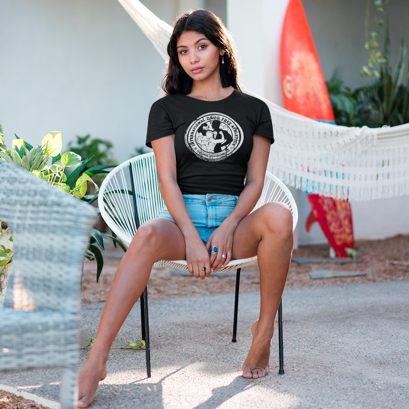 IDFA Ladies Fitted Cotton Tee - B&W logo
