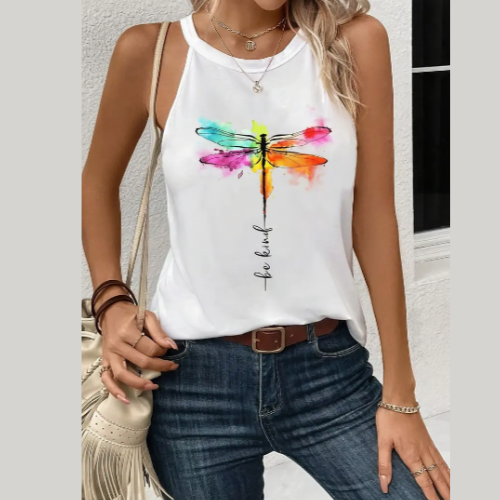 Dragonfly (Be Kind) Print Ladies Tank Top