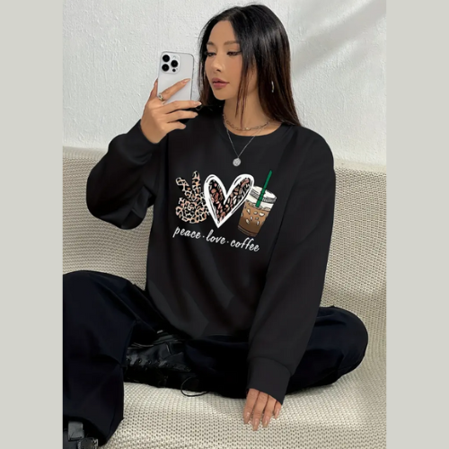 Peace Love Coffee Ladies Sweatshirt