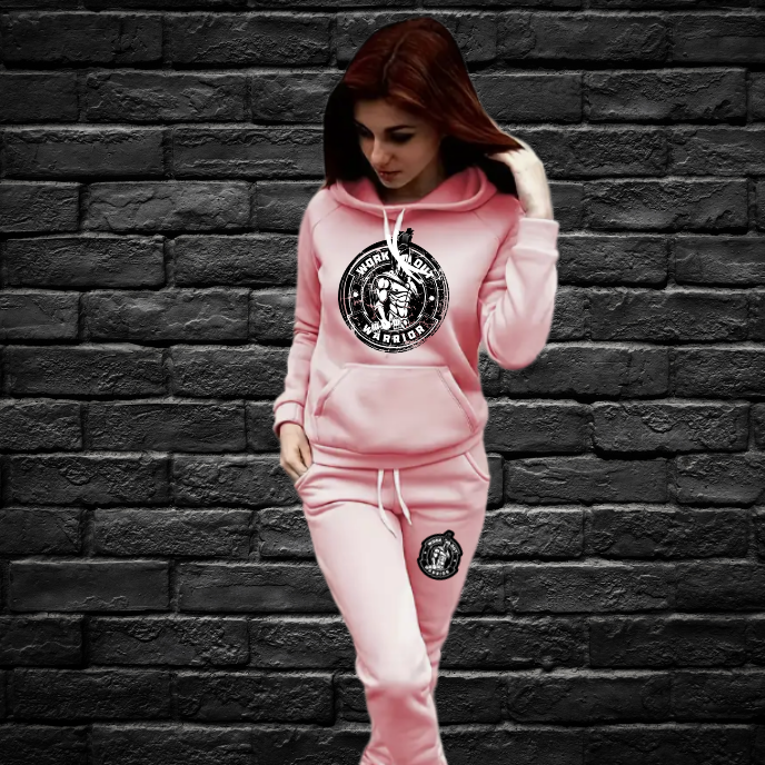 WORKOUT WARRIOR Women’s Hoodie & Jogger Set - PINK