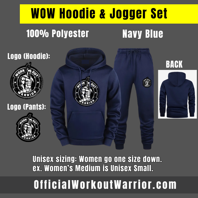 WORKOUT WARRIOR Unisex Hoodie & Jogger Set - Navy Blue