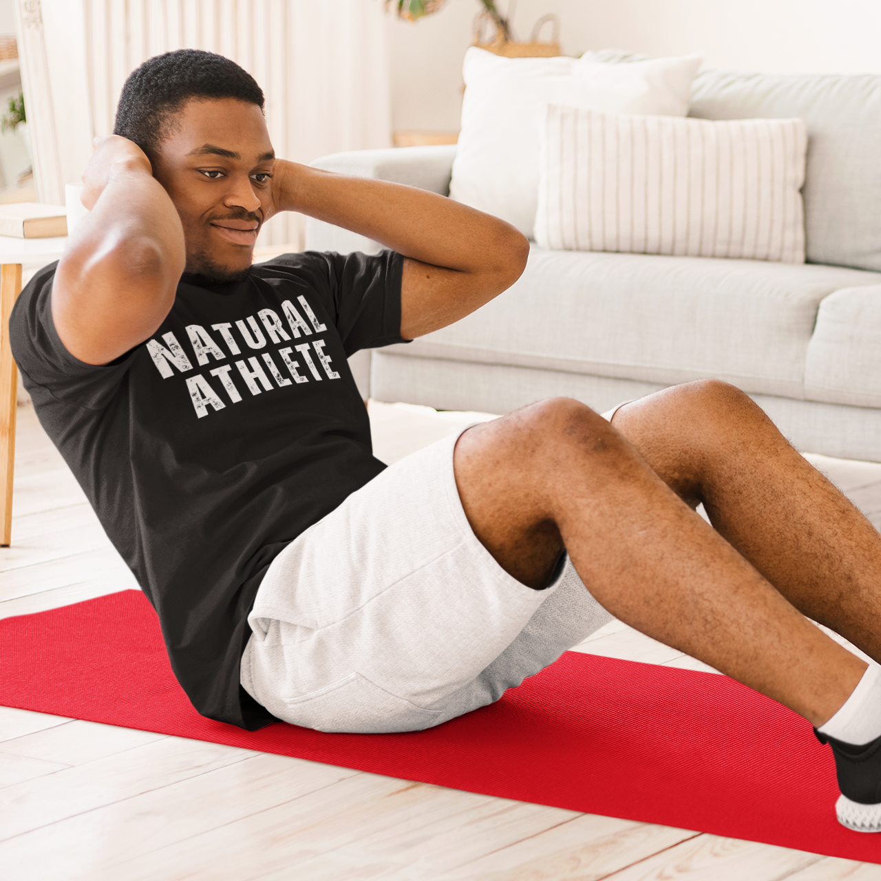 NATURAL ATHLETE Heavy Cotton Tees - White logo