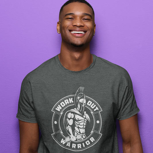 WORKOUT WARRIOR Fitted Tee - White logo