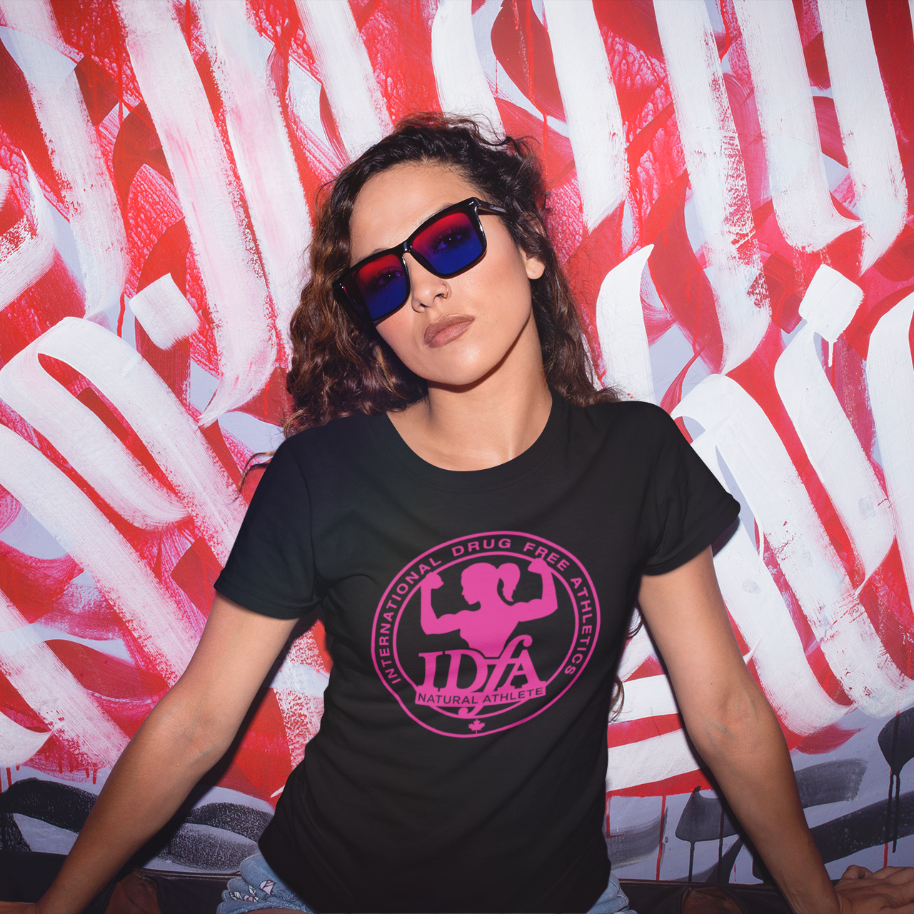 IDFA Ladies Fitted Cotton Tee - Pink logo