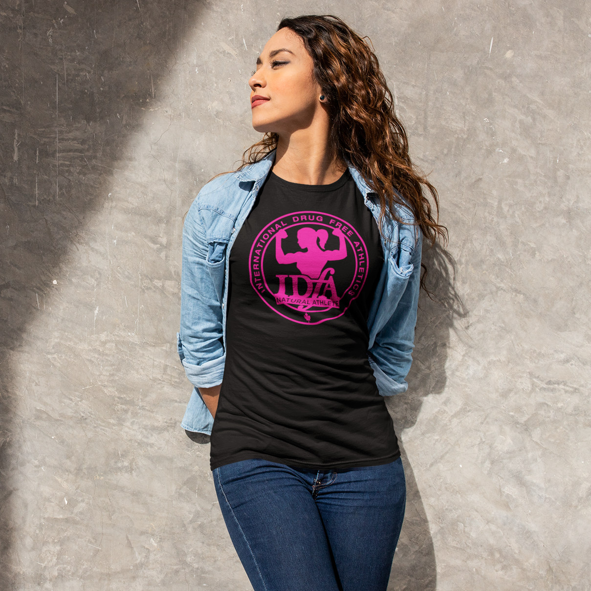 IDFA Ladies Fitted Cotton Tee - Pink logo