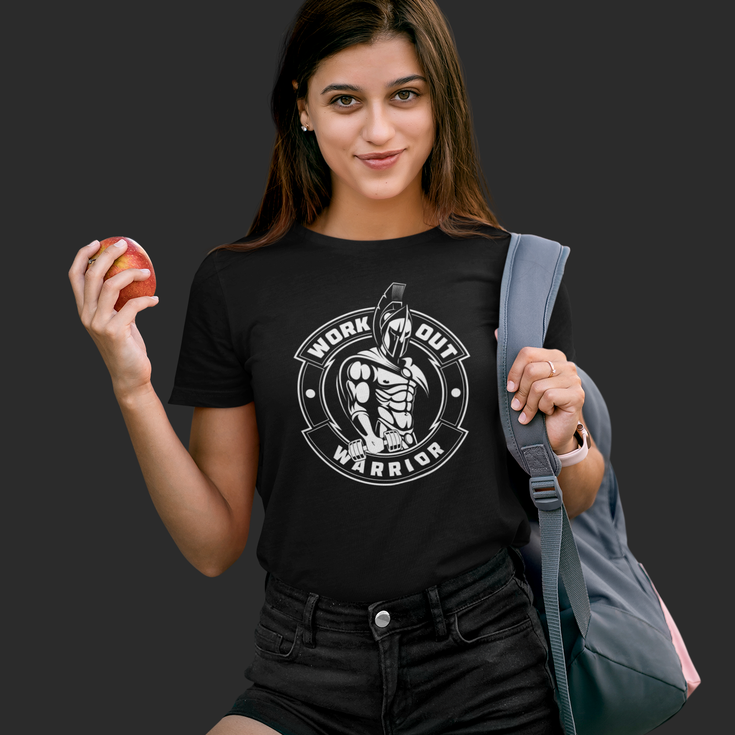 WORKOUT WARRIOR Ladies Fitted Tee - White logo